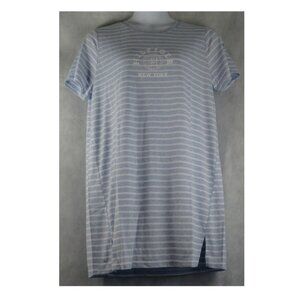 Tommy Hilfiger Women's Short-Sleeve Sleepshirt Loungewear, Blue Stripe, XL